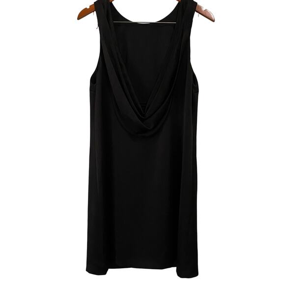 Alice + Olivia Lita Cowl Back Mini Dress Large Black Satin Draped Open Back Chic - Picture 13 of 16